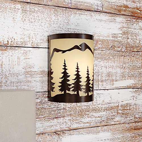 Vaxcel Yosemite 1 Light Bronze Rustic Tree Flush Indoor Outdoor Wall Sconce #TOP1