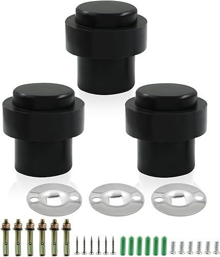 Miniatura 10 de Zorveiio Tope de puerta cilíndrico de acero inoxidable, tope de puerta de níquel cepillado de 1.8 pulgadas con junta de goma, topes de puerta