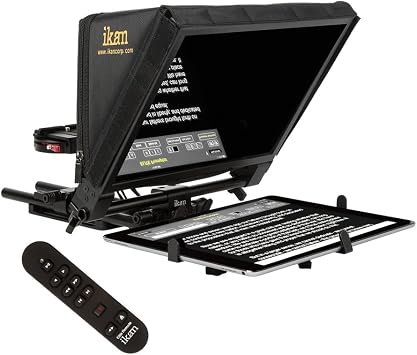 Ikan 22-inch Elite Universal Large Tablet Teleprompter for Surface Pro & iPad Pro, Beam Splitter 70/30 Glass w/Remote PT-Elite-PRO-RC - Black