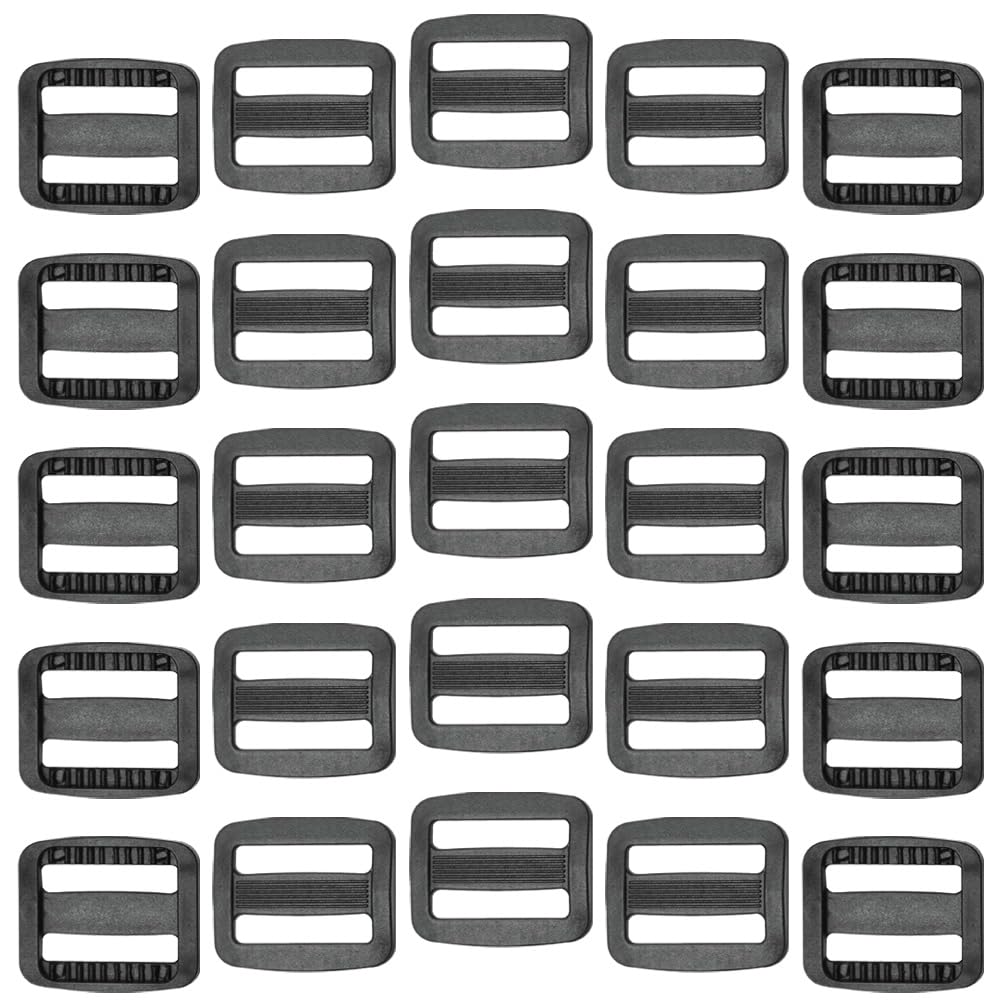 Ruidee 50 Pcs Plastic Tri-Glide Slide Adjustable Webbing Triglides Slider Buckle for Handbag Strap Adjustment Bags Making Camping Backpack (RK/20MM)