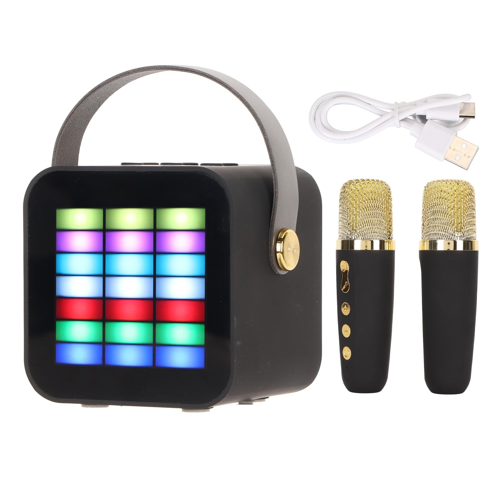 Mini Karaoke, Altoparlante Portatile Bluetooth 5.3 con 2 Microfoni Wireless, Karaoke per Bambini con Effetti di Illuminazione a LED, di Compleanno per Ragazze Ragazzi