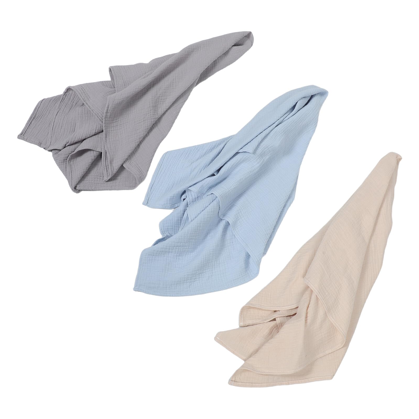 3 Stück Pucktücher aus Weichem Garn Atmungsaktive Neugeborenen Swaddle-Decken Pflegeleichte Wickeldecken für Bad und Schlaf Unisex Beruhigende Farben