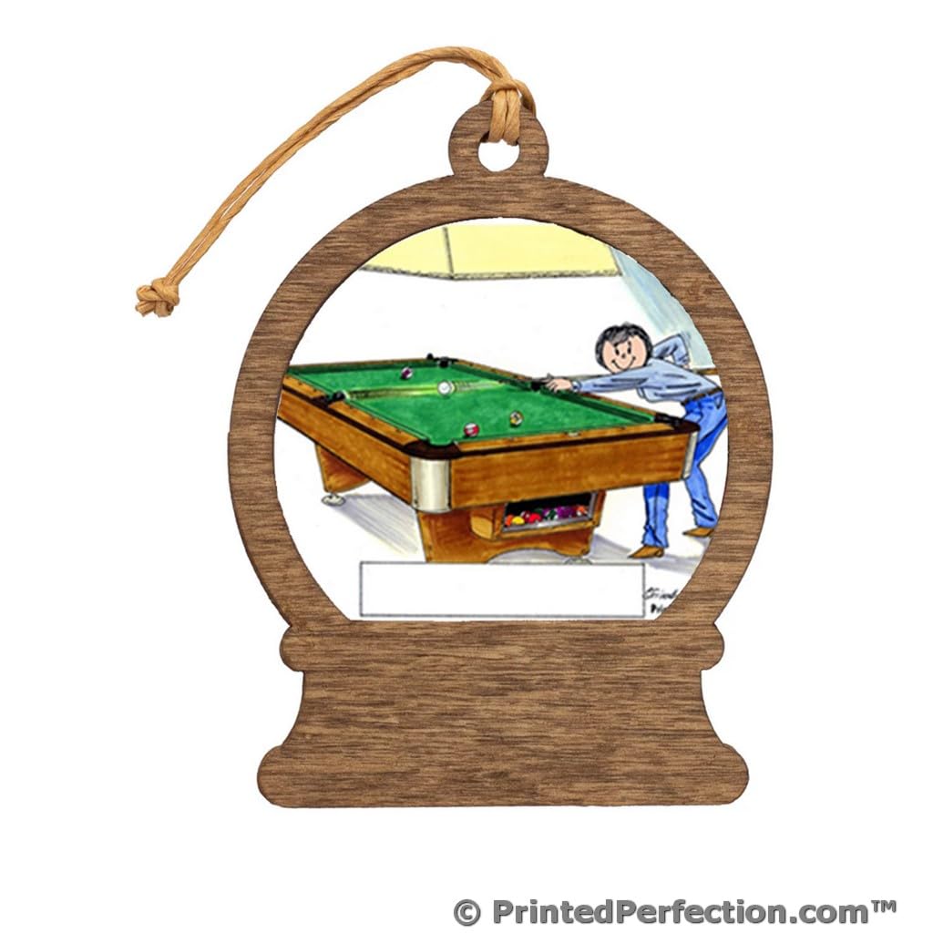 PrintedPerfection.com Personalized Billiards, Pool Player - Female Wooden Snow Globe Shaped Christmas Ornament