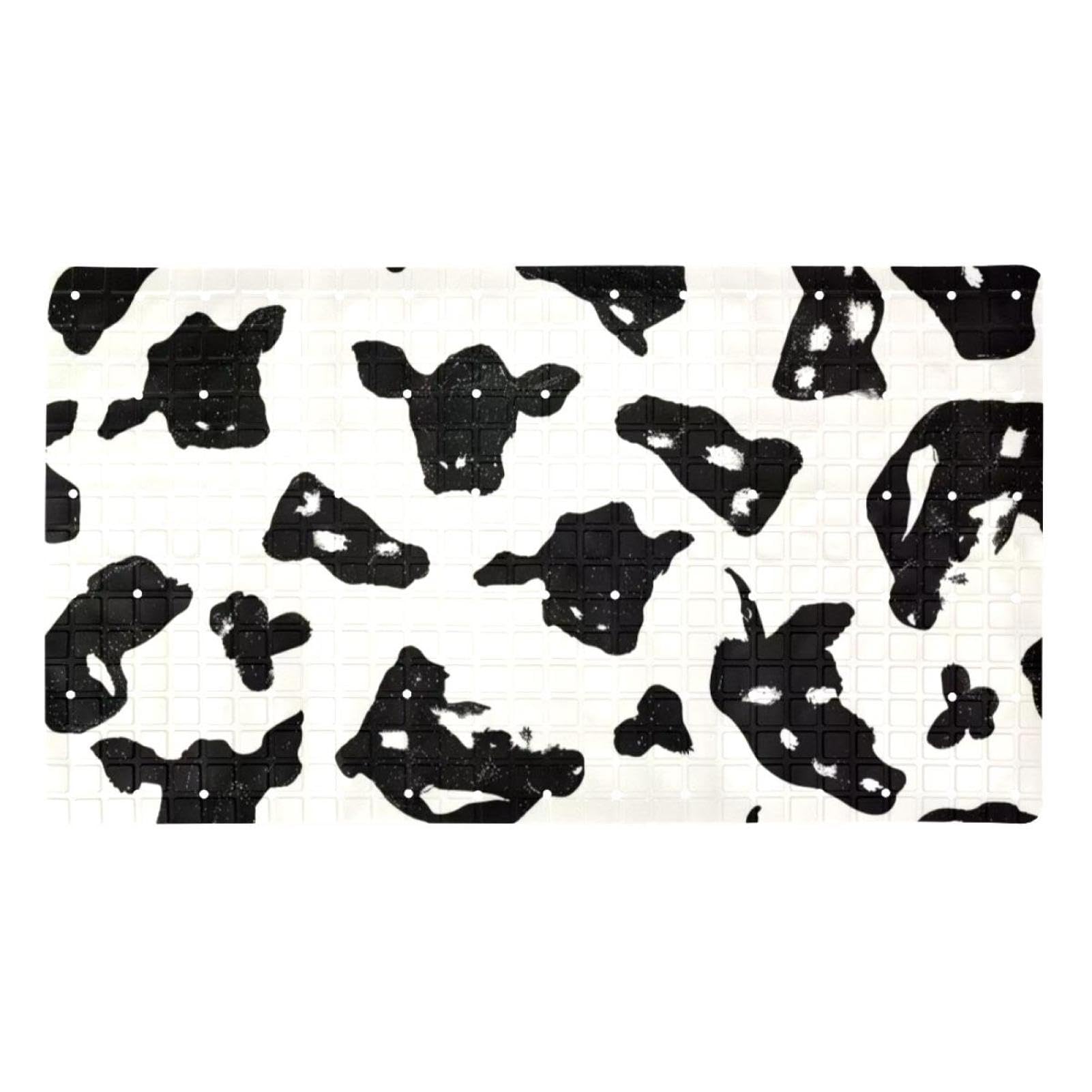 Tapete de baño seguro para evitar resbalones con diseño de piel de vaca