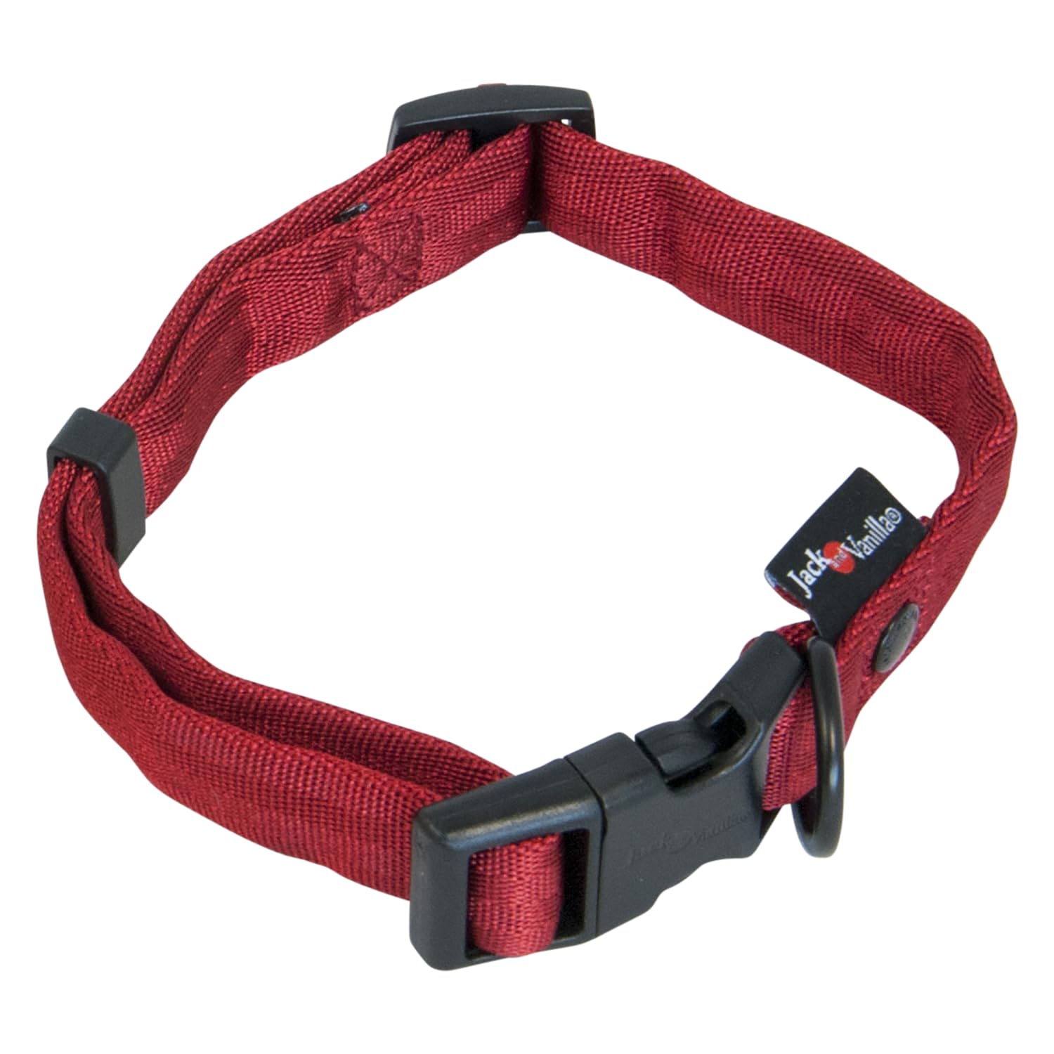 JACK AND VANILLA, Comfort Tube Nylon Dog Collar, Red, Size 25 mm x 39-65 cm
