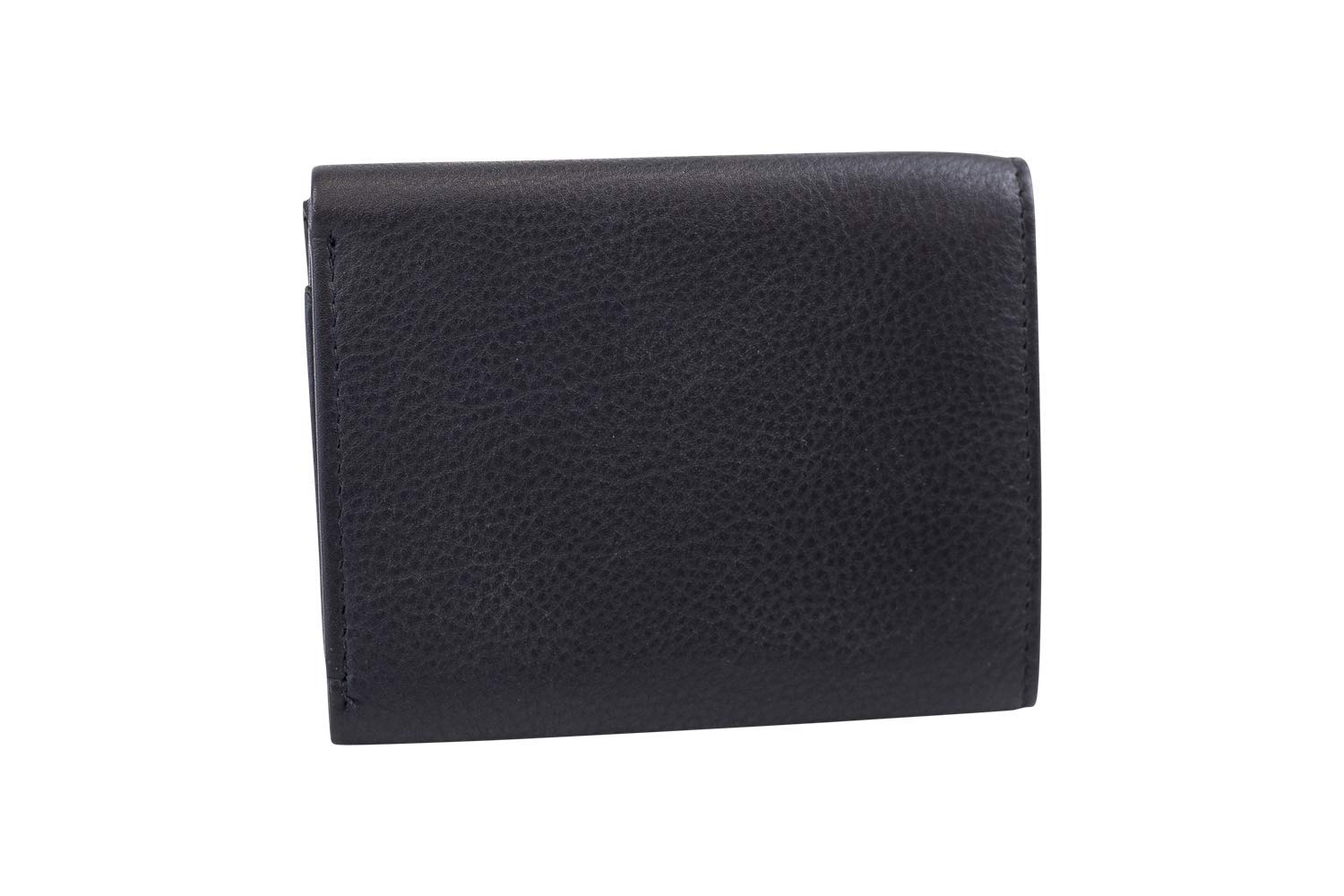 Portfel blokujący RFID w małym pudełku z dużą przegródką na monety, prawdziwa skóra, czarny - edycja mini, Czarny, 9,5x7,5cm, Klasyczny