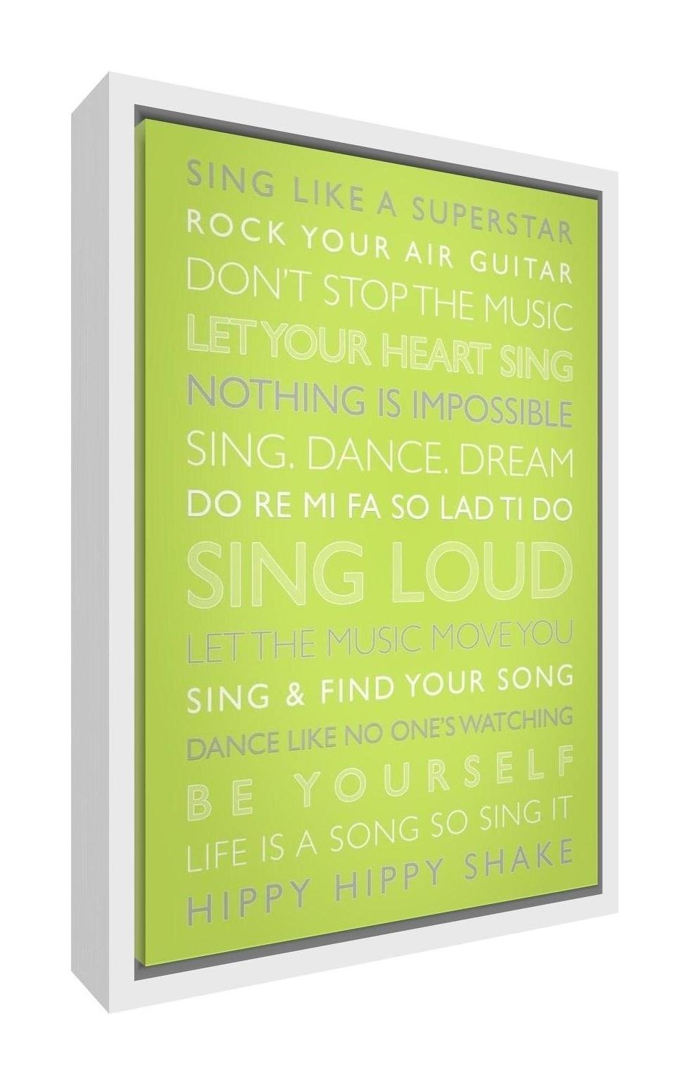 Feel Good Art Giclée Printed Canvas with Solid White Wooden Frame Surround , 44 x 34 x 3cm (Medium), Wood, Lime Green, 44 x 34 cm