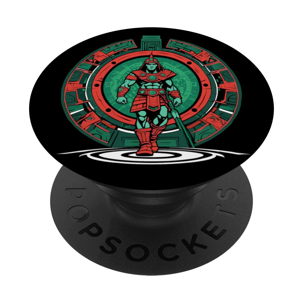 a Samurai-warrior stepping thru a star-gate to another realm PopSockets Swappable PopGrip, Black
