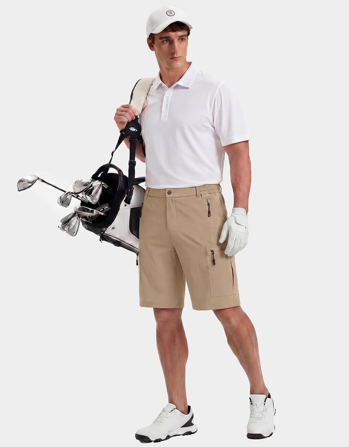 COOFANDY Men's Hiking 9" Cargo Shorts Lightweight Outdoor Shorts Quick Dry Golf Camping Casual Fishing with 5 Zipper Pockets
