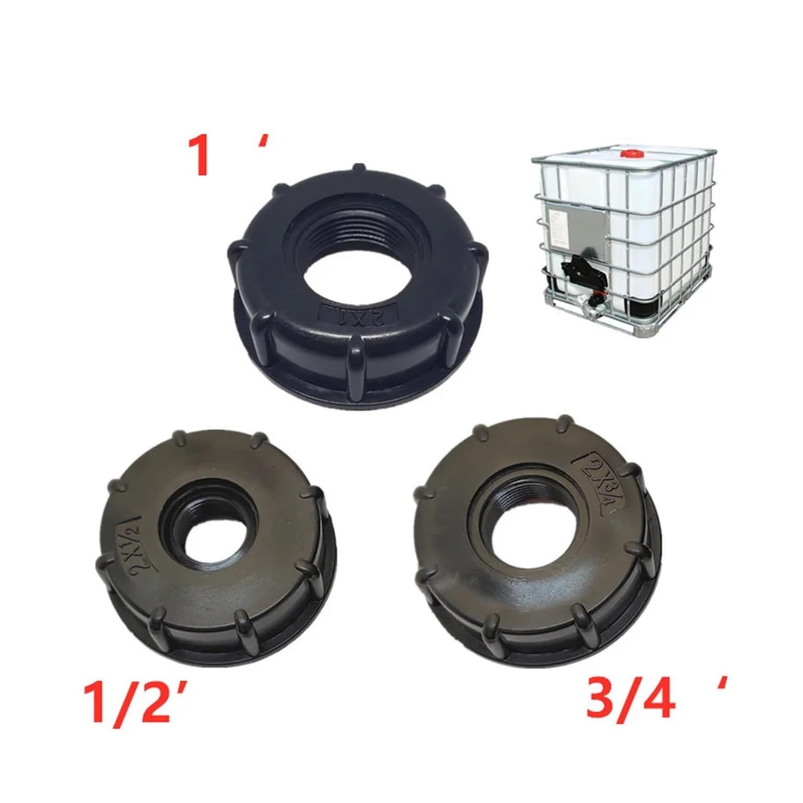 złącze kranu, Adapter do kranu zbiornika IBC S60*6 z gwintem grubym na 1/2'' 3/4'' 1" Zawór wymienny 1 szt.(A)