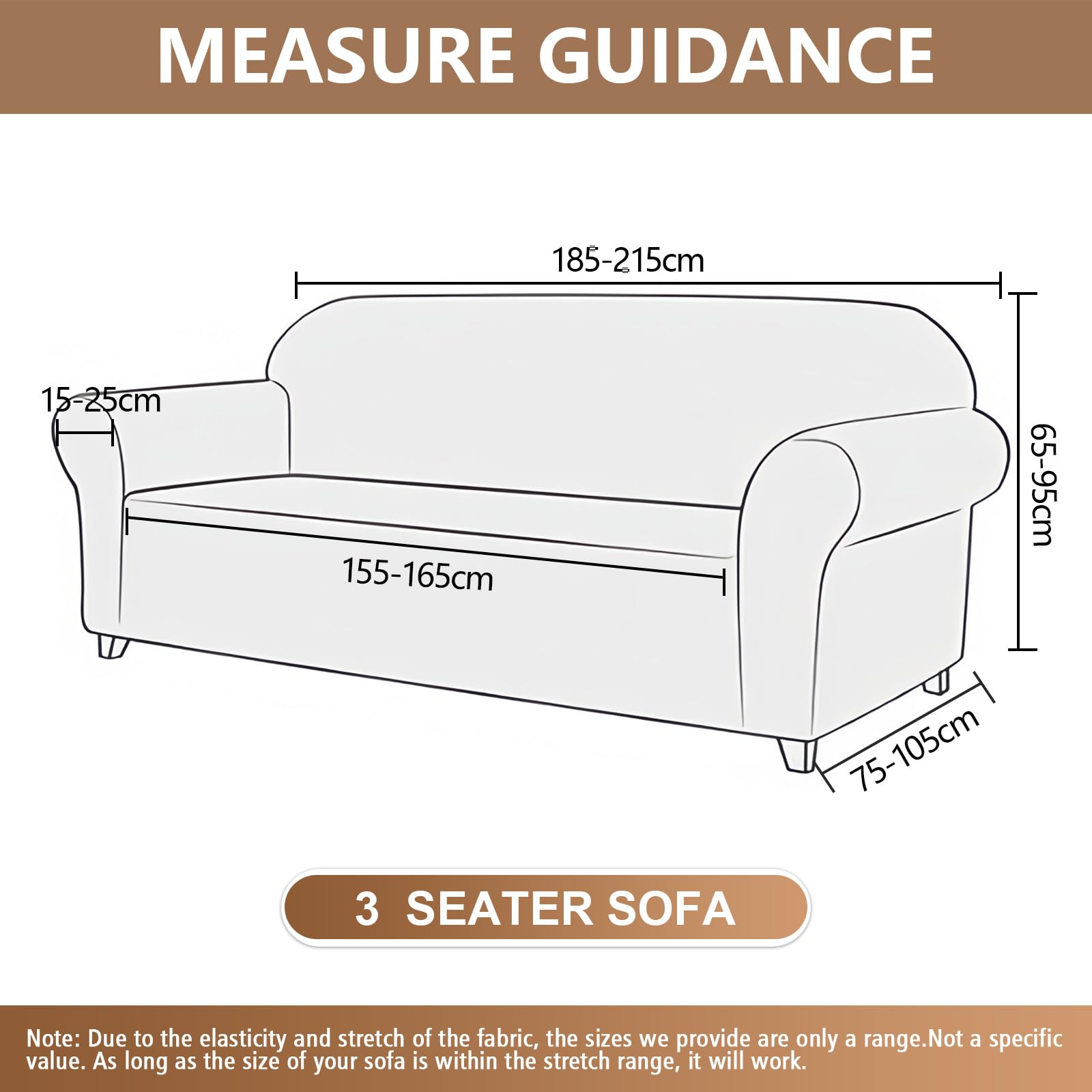 Ystyle Stretch Sofa Überzug mit Armlehne 3 Sitzer, Burgunderrot