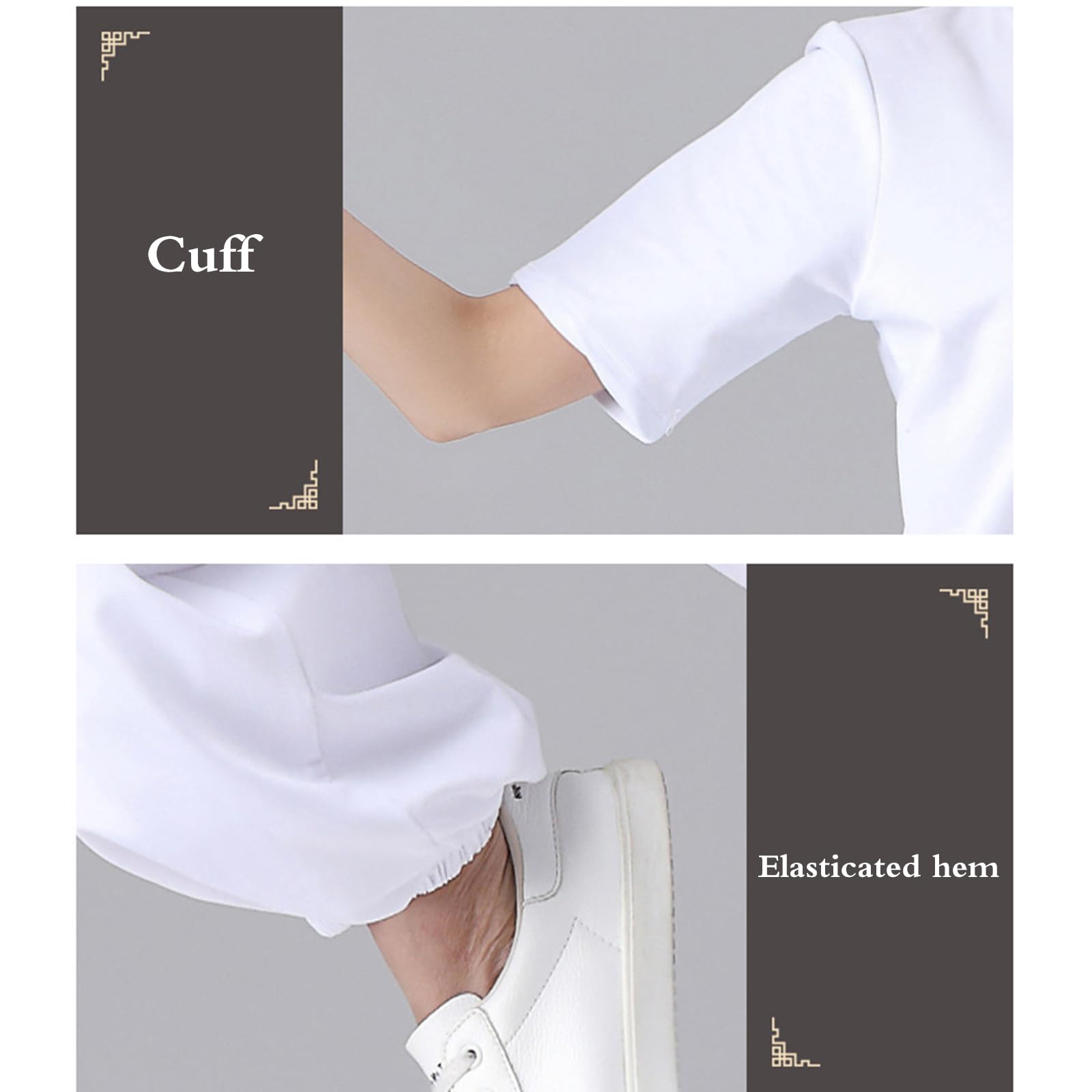 Tradycyjny mundur sztuk walki Zestaw garniturów Kung Fu Tai Chi wielokolorowy od S do 6XL(Short Sleeves-white+Black,XXL)