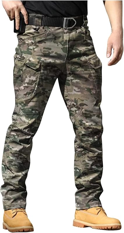 OIOLOYJM Military Cargo Pants for Men Hiking Relaxed Fit Work Waterproof Stretch Tactical Lightweight Outdoor Travel Pant