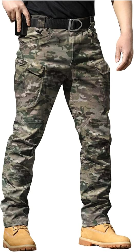 OIOLOYJM Military Cargo Pants for Men Hiking Relaxed Fit Work Waterproof Stretch Tactical Lightweight Outdoor Travel Pant