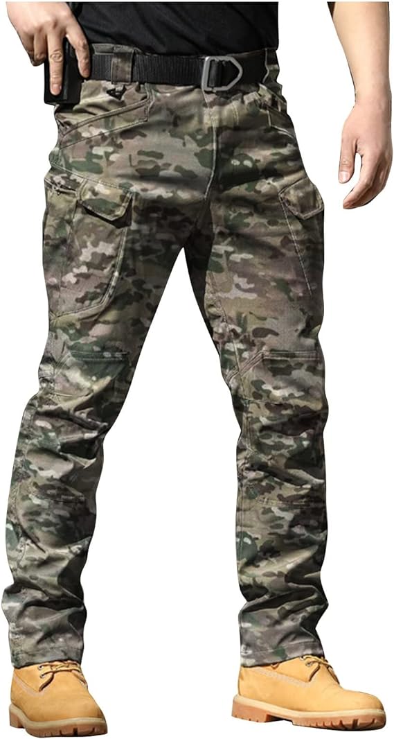 OIOLOYJM Military Cargo Pants for Men Hiking Relaxed Fit Work Waterproof Stretch Tactical Lightweight Outdoor Travel Pant