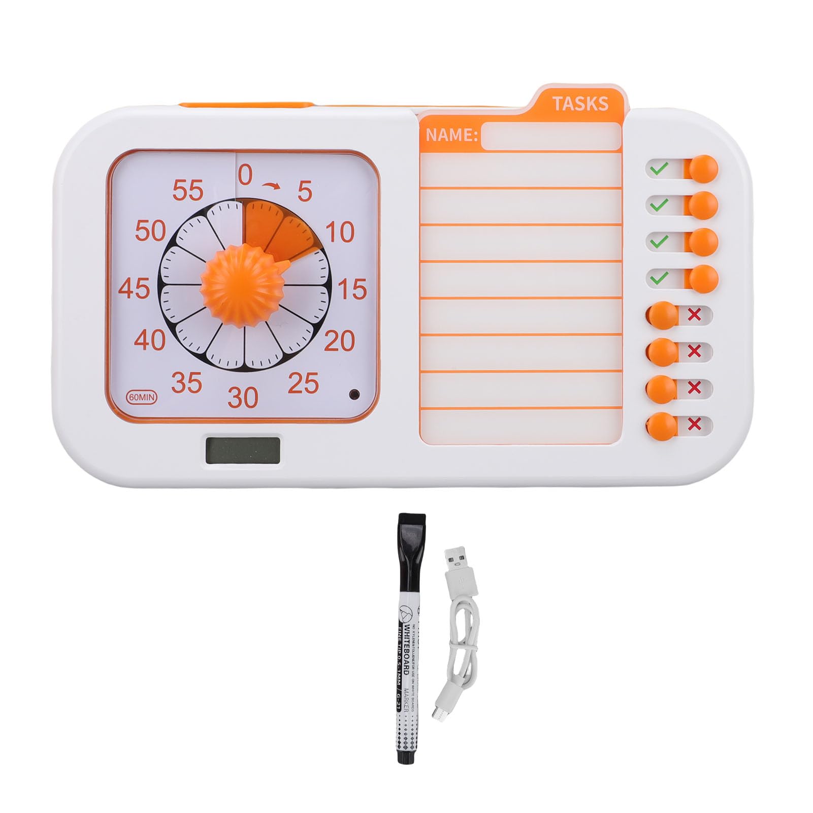 Drfeify Temporizador Visual, Herramienta de Gestión del Tiempo con Reloj de Cuenta Regresiva, Funcionamiento Silencioso, Ideal para Uso en el Aula y en el Hogar
