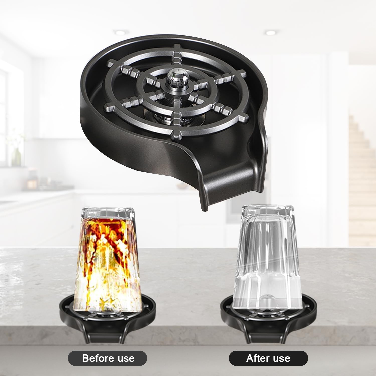 Lavavasos Lava Vasos Fregadero Enjuagador Vasos - Acero Inoxidable Limpia Vasos Lavadora para Bares con Todos Los Accesorios de Instalación, Arandela para Botella para enjuagar vasos de agua