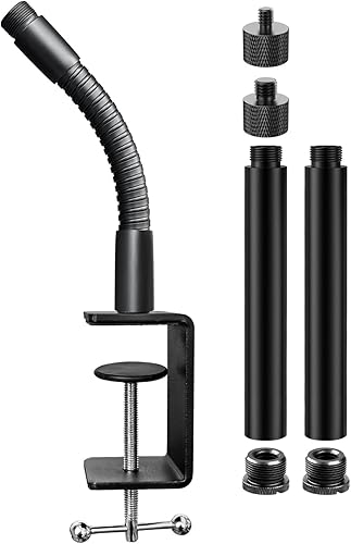 Soportes de abrazadera en C para micrófono de mesa de alta resistencia y tubo de extensión de brazo de cuello de cisne flexible de 6 pulgadas con