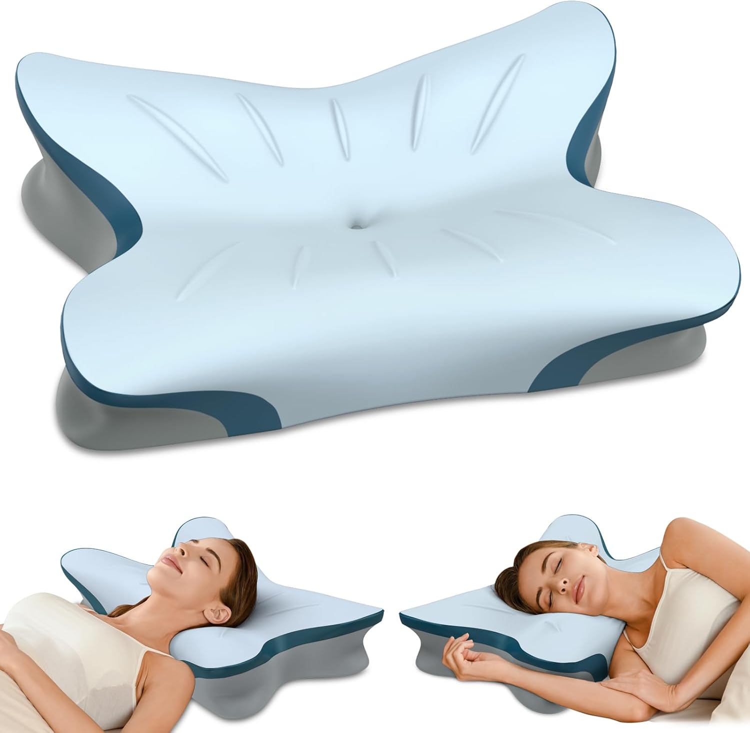 Cervical Pillow for Neck Pain Relief - Ergonomic Neck Pillow for Sleeping Contour Memory Foam Pillows with Cooling Pillowcase