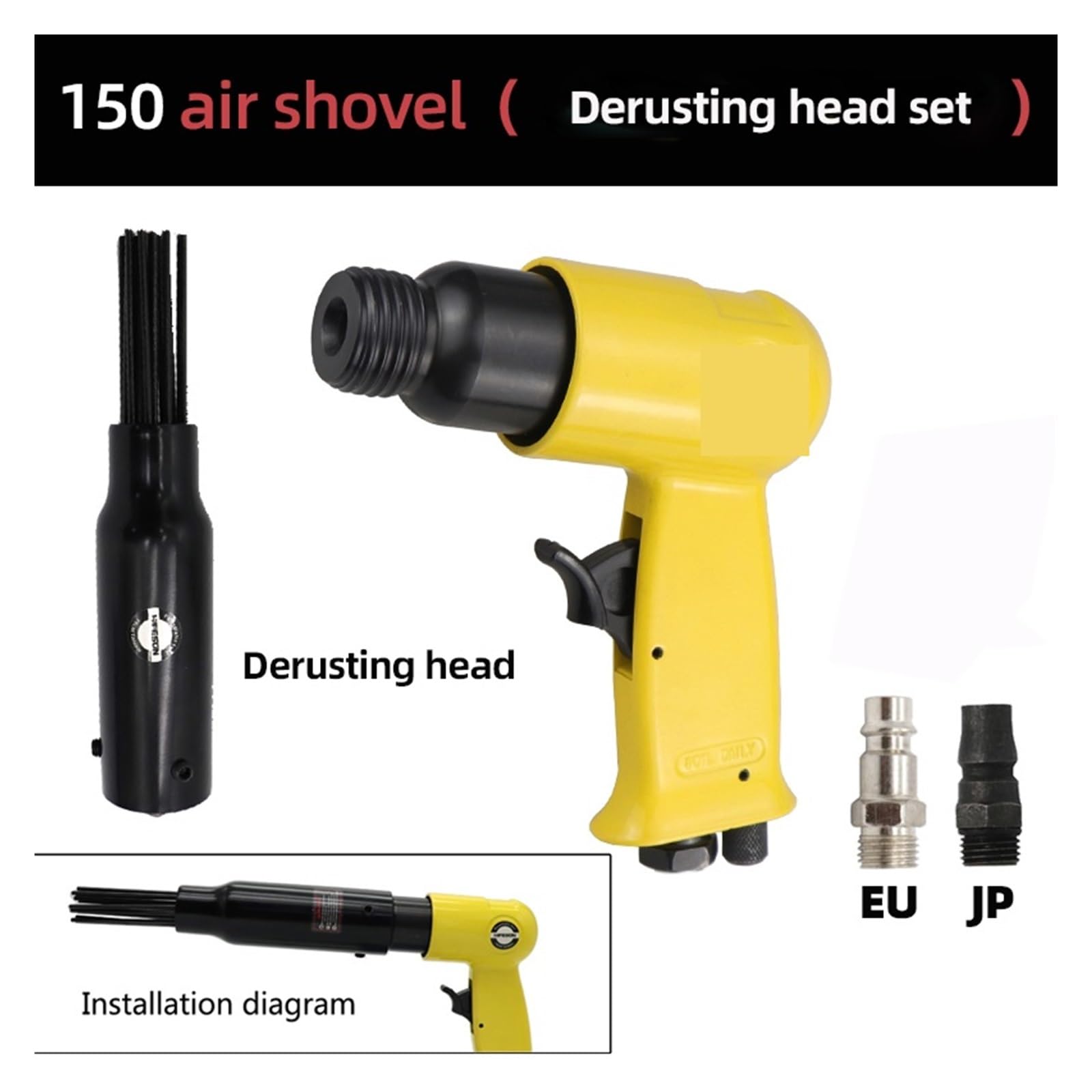 120mm Młot pneumatyczny Profesjonalny ręczny łopata gazowa Mały odrdzewiacz Narzędzia pneumatyczne z 4 dłutami do obróbki metalu(Derusting head set)