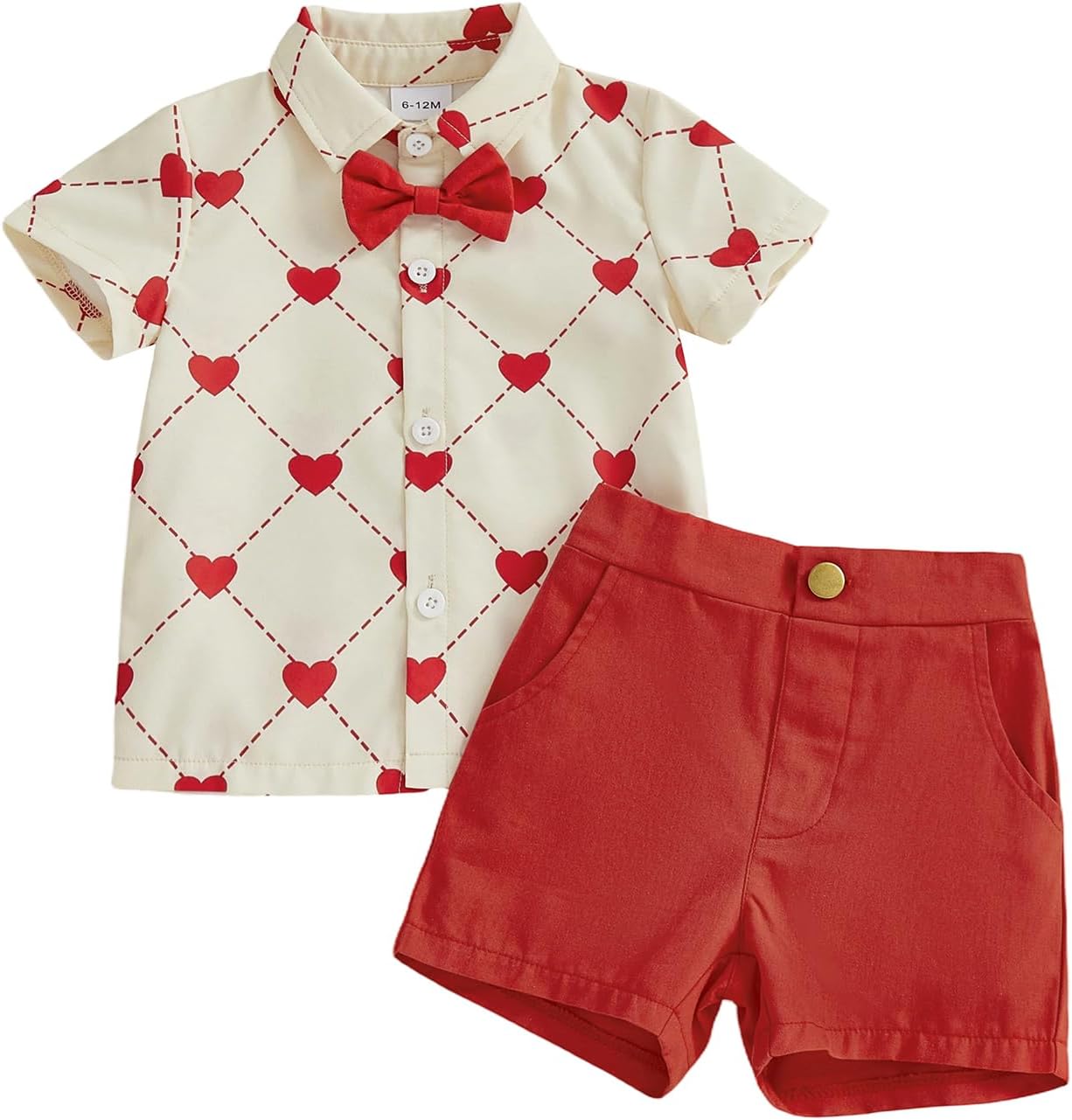 Thorn Tree Toddler Boy Valentines Day Outfit Bow Tie Short Sleeve Shirt Baby Shorts Gentleman Suit Valentines Clothes