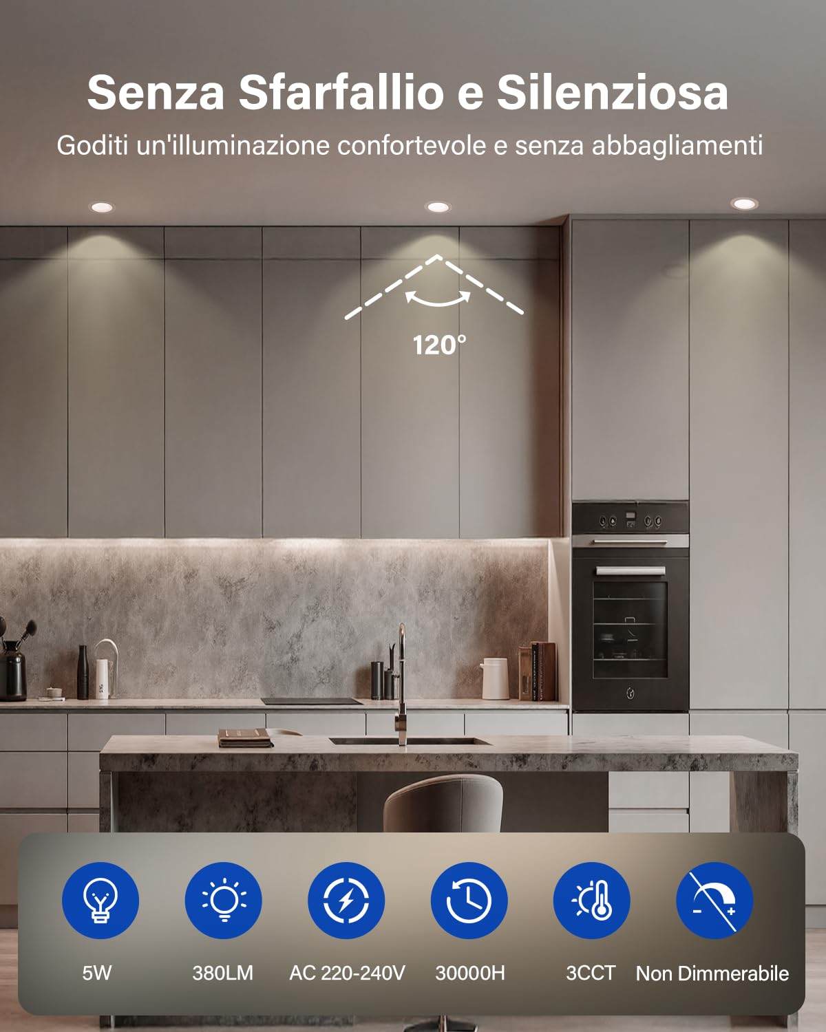 Leselux 5W Faretti LED da Incasso per Cartongesso 3CCT IP44, 20 Pezzi | 380LM Luci da Soffitto Bianco Caldo Bianco Naturale Bianco Freddo, Foro 65-80mm, Luci da Incasso per Bagno Cucina Soggiorno
