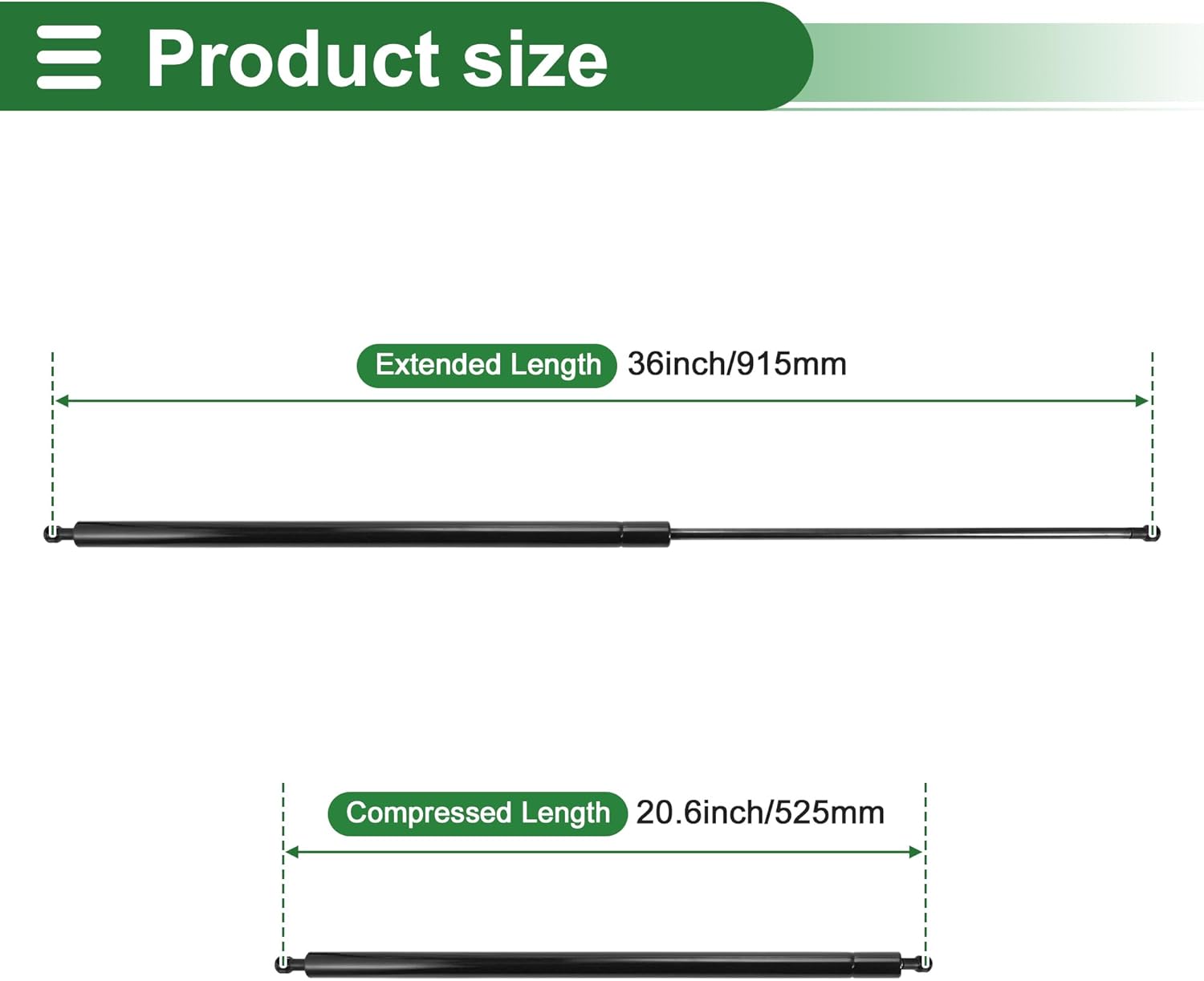 Motoforti Universal Lift Supports Struts Gas Struts 36inch/915mm 90Ib/400N/40kg Carbon Steel Black 2pcs