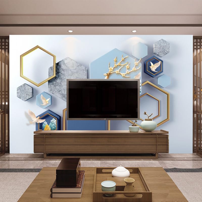 Papier peint intissé 3D XLMING design géométrique épuré pour mur de chambre