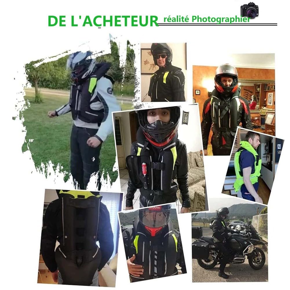 Gilet airbag Moto, Veste d'été pour Homme et Femme avec Bandes réfléchissantes airbag Motocross