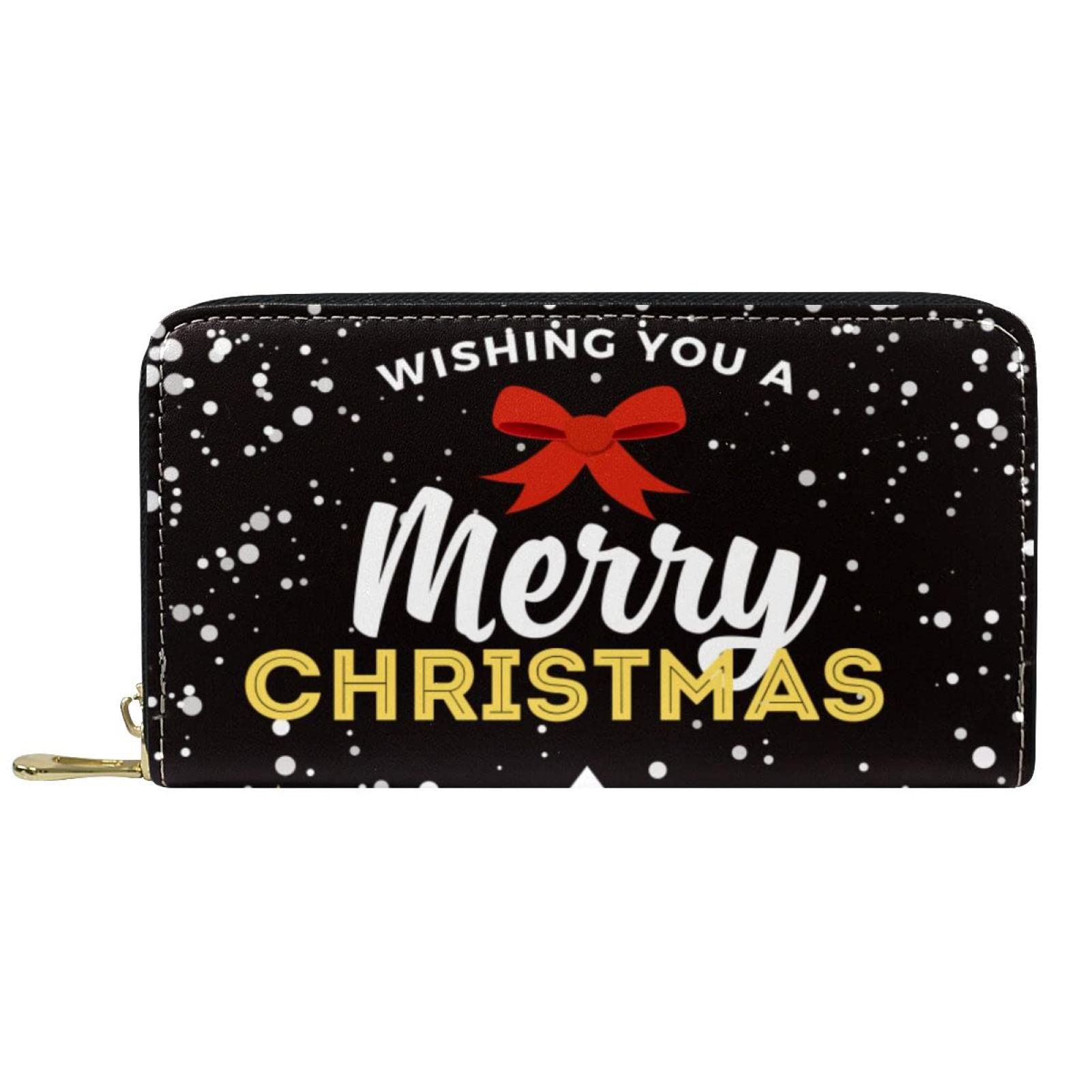Cartera de cuero con cremallera larga para árboles de Navidad, invierno y nieve, Varios colores, 20.5x2.5x11.5cm/8.07x1x4.53 in, Classic