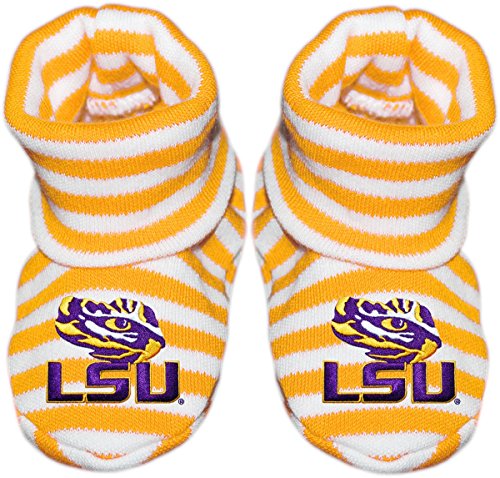 LSU Tiger Eye Newborn Baby Striped Bootie Sock
