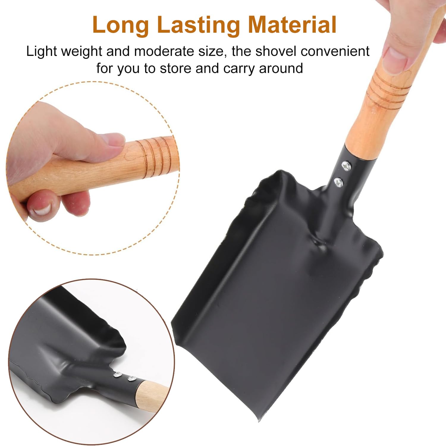 Heavy-Duty MINI Metal Coal Shovel, Durable Steel Scoop with Comfortable Wooden Handle for Fireplace Stove, Ash - Image 3