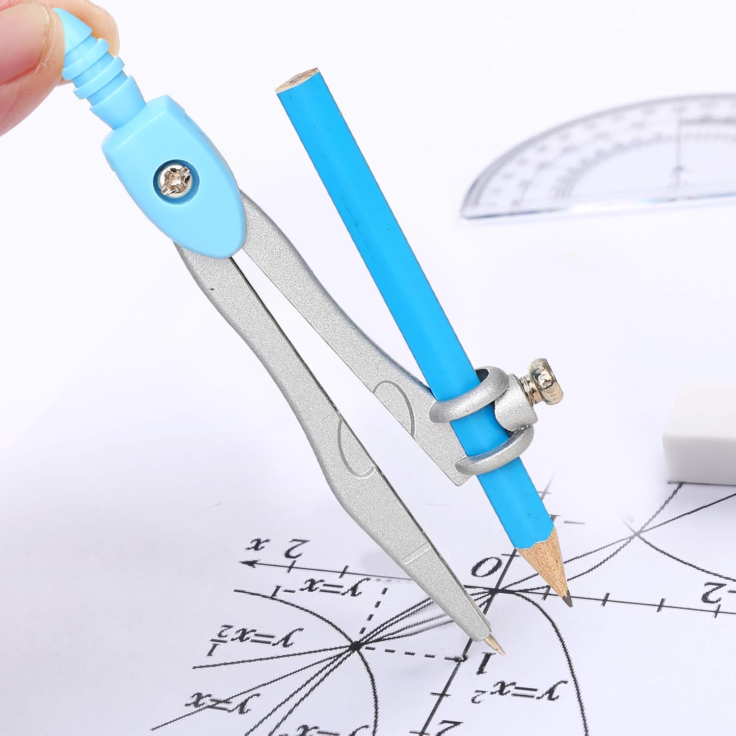 Compass Geometry Tool Geometry Set Drafting Drawing Compass and Protractor Set with Box Math Geometry Compass for Geometry Metal Compass Geometry Kit Drawing Tool for Measuring Drawings Study - Image 6