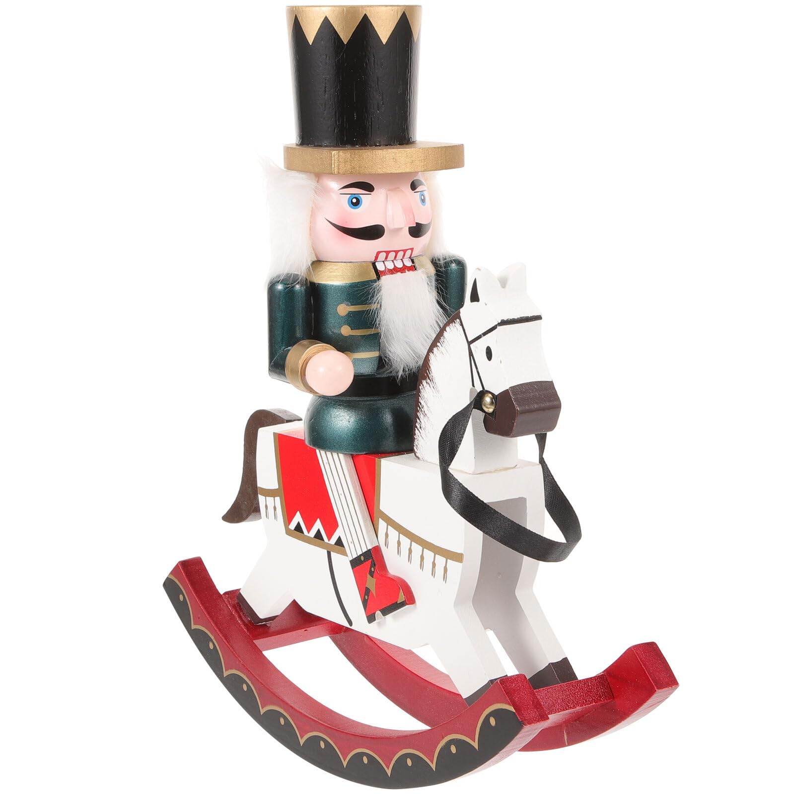 Casse-Noisette en Bois 30 Cm Bleu : Figurine Soldat sur Cheval à Bascule pour Noël