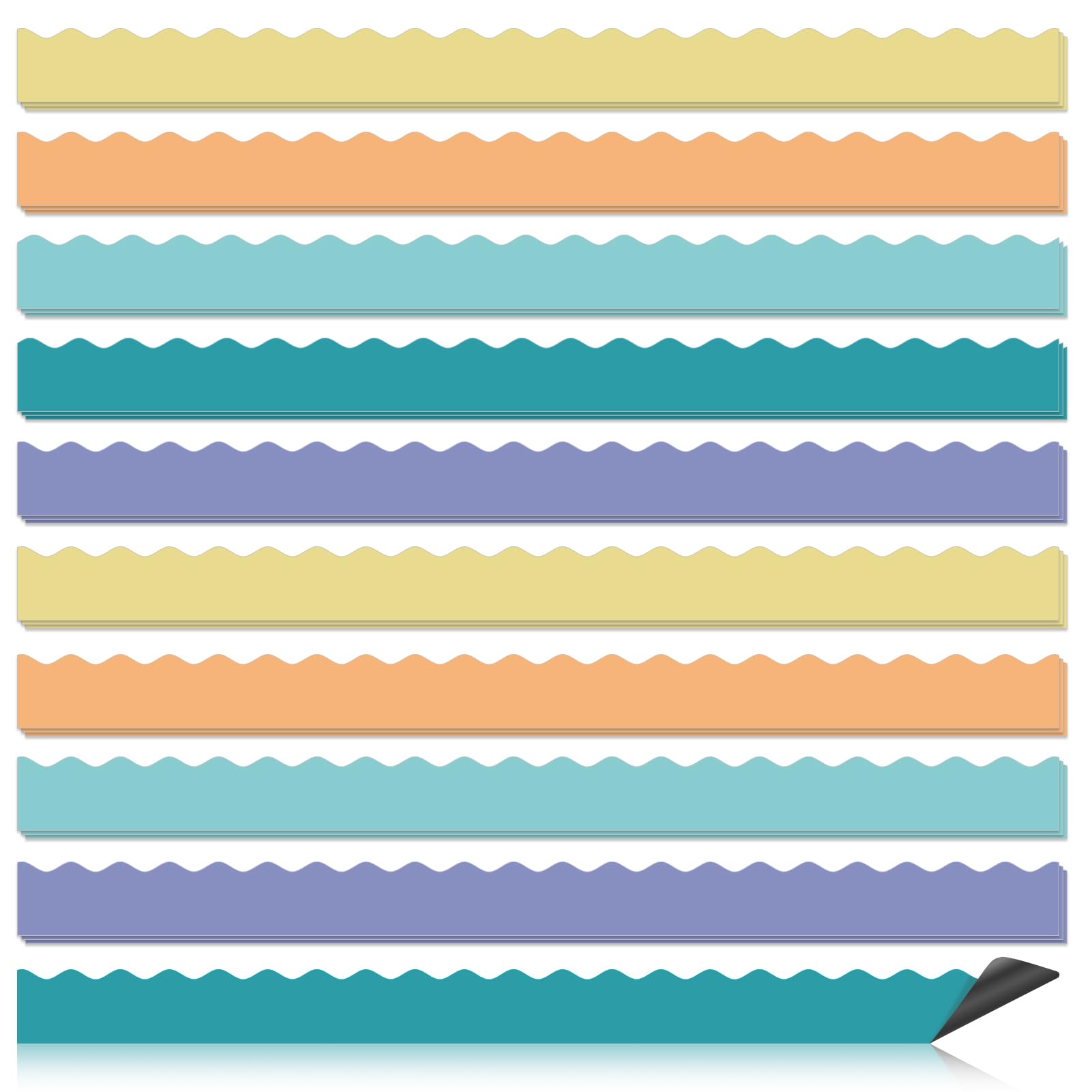 Magnetic Borders for Classroom Whiteboard - 30 Pcs Macaron Magnetic Bulletin Board Border Set - Scalloped Chalkboard Border Strips for Teachers, Parents, DIY Home,School & Office Decoration — image 1