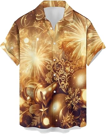 Ecosunny Hawaiian Shirt for Men Bowling Shirt Printing Short Sleeve Button Down Shirts