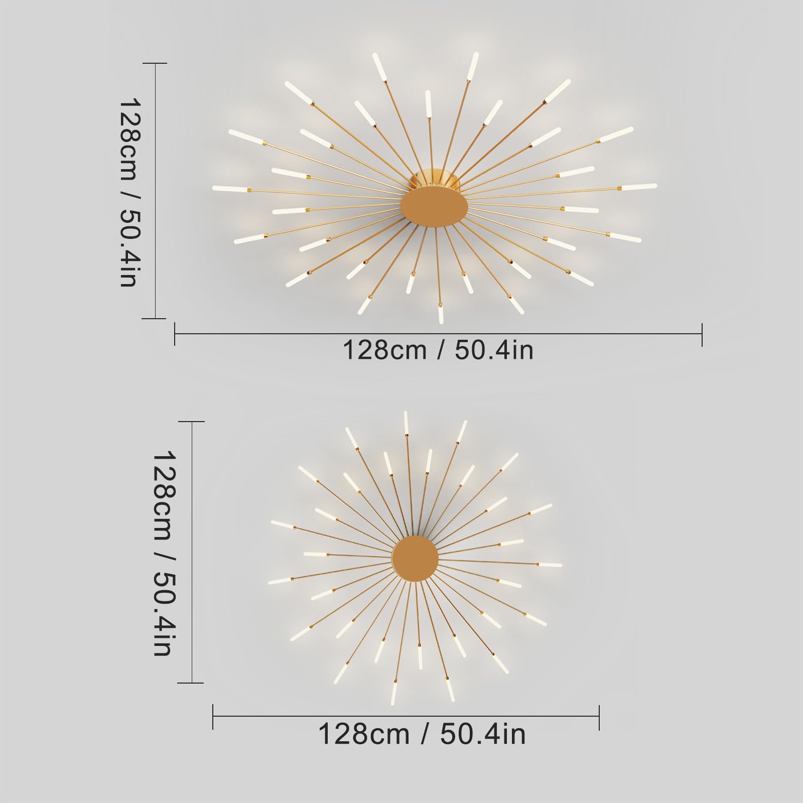 Plafoniera LED Soffitto, Plafoniera Lampada Da Salotto Moderna, Acrilico Lampadario LED Soffitto per Soggiorno Camera Da Letto Cucina Ufficio, Luce Neutra (30 teste, oro)