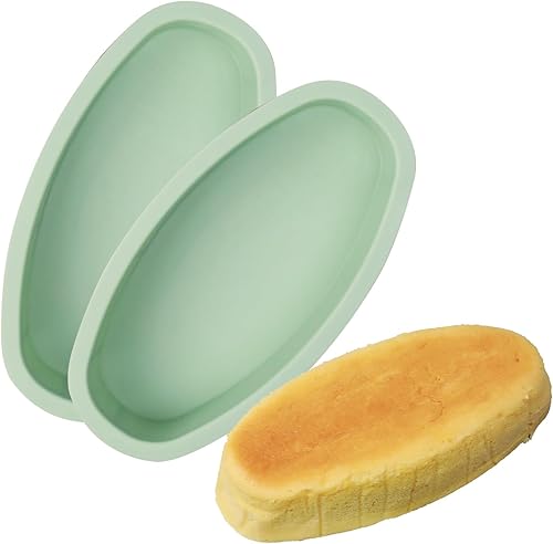 QELEG Sartén ovalada de silicona para pan de plátano (paquete de 2)  Utensilios de silicona antiadherente para hornear pan y carne para horno, olla