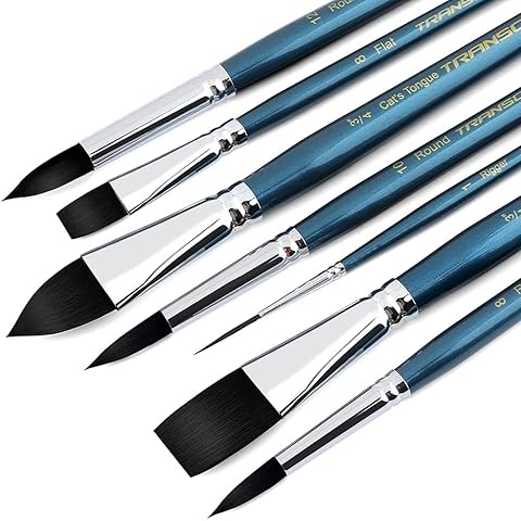 Transon 7pcs Natural Watercolor Paint Brush Set Professional for Watercolor Acrylic Ink Gouache Tempera Cover