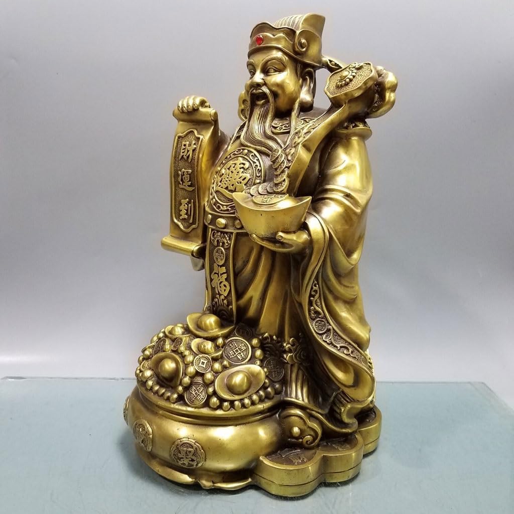 Posąg Buddy do wnętrz Brązowy Bóg bogactwa Posąg Buddy Ozdoby Dom Store Feng Shui Ozdoby Biuro Pulpit Rzeźba Medytująca Statua Buddy Figurka Rzeźba