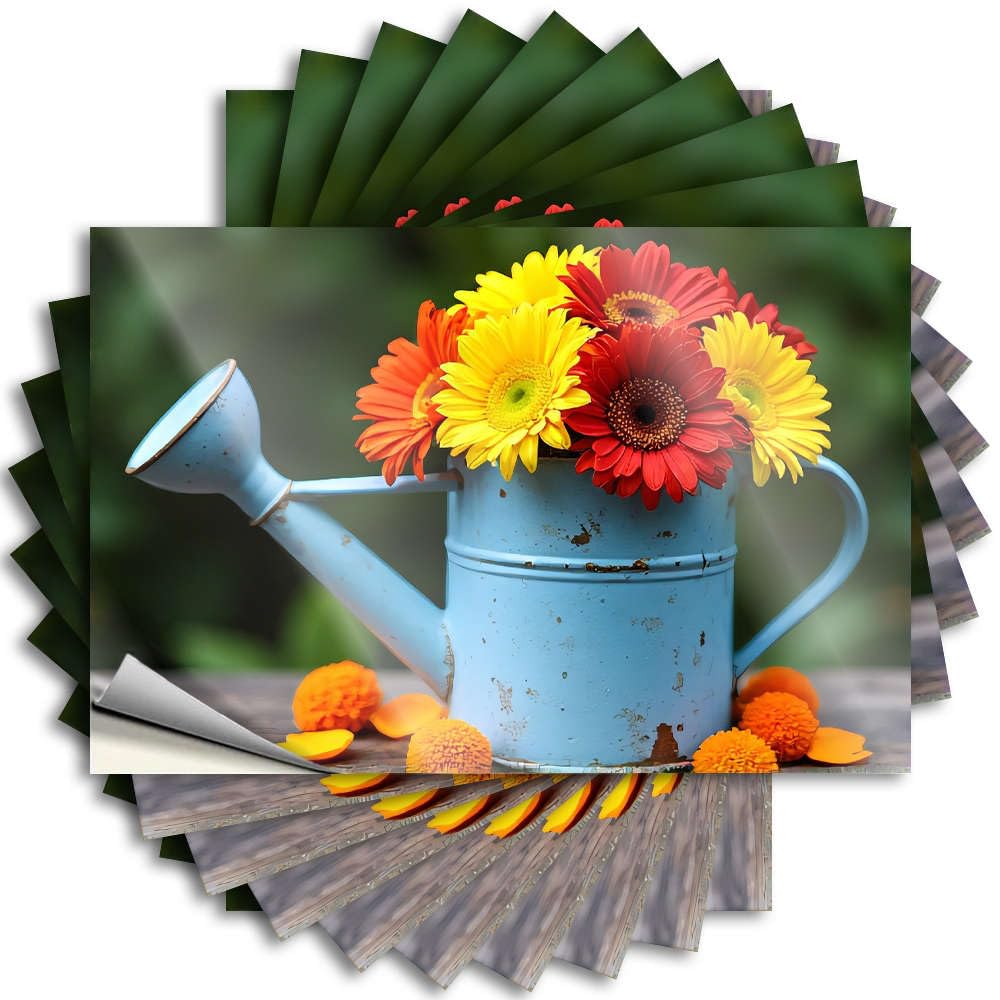 Fzfn Colour Decal Teen Bedroom Decor | Lover Case A Blue Watering Can With Colorful Flowers. For Halloween(6X9cm)