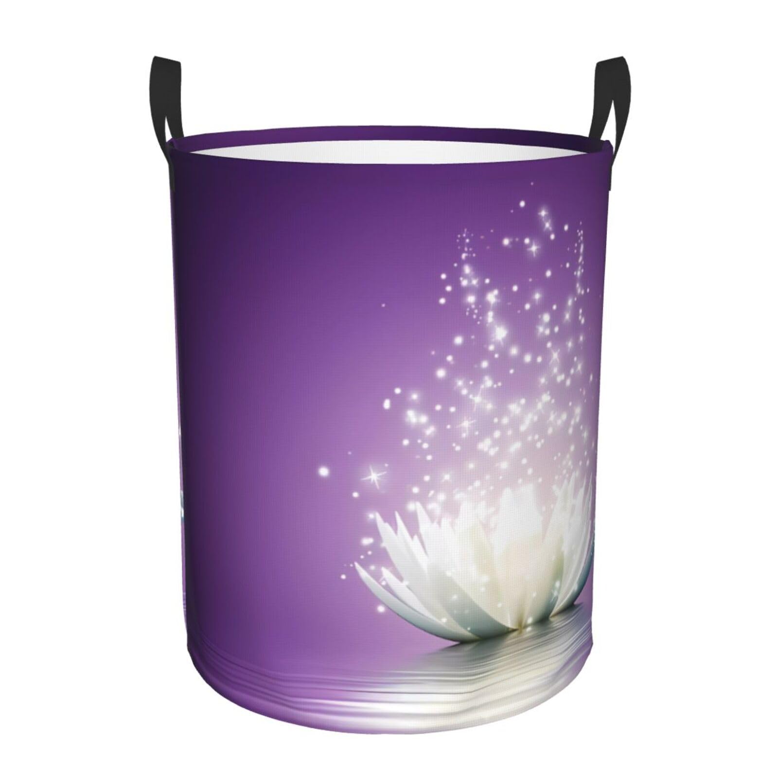 M Circular Hamper lotus flower Purple Print for Dirty Clothes