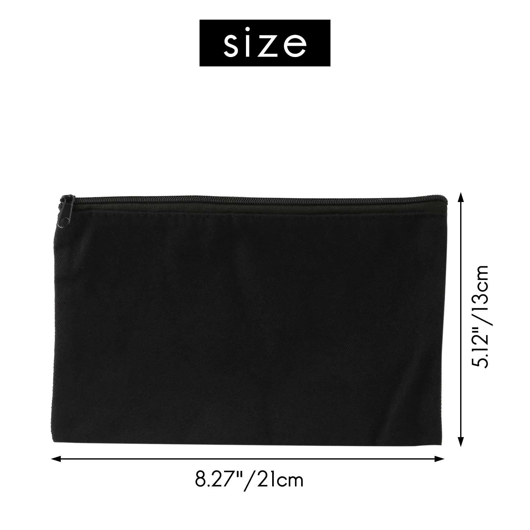 Pltqfdwo 10Pcs Canvas Zipper Pouch Bags Canvas Makeup Bags Pencil Case Blank DIY Craft Bags for Travel DIY Craft School Black - Image 4