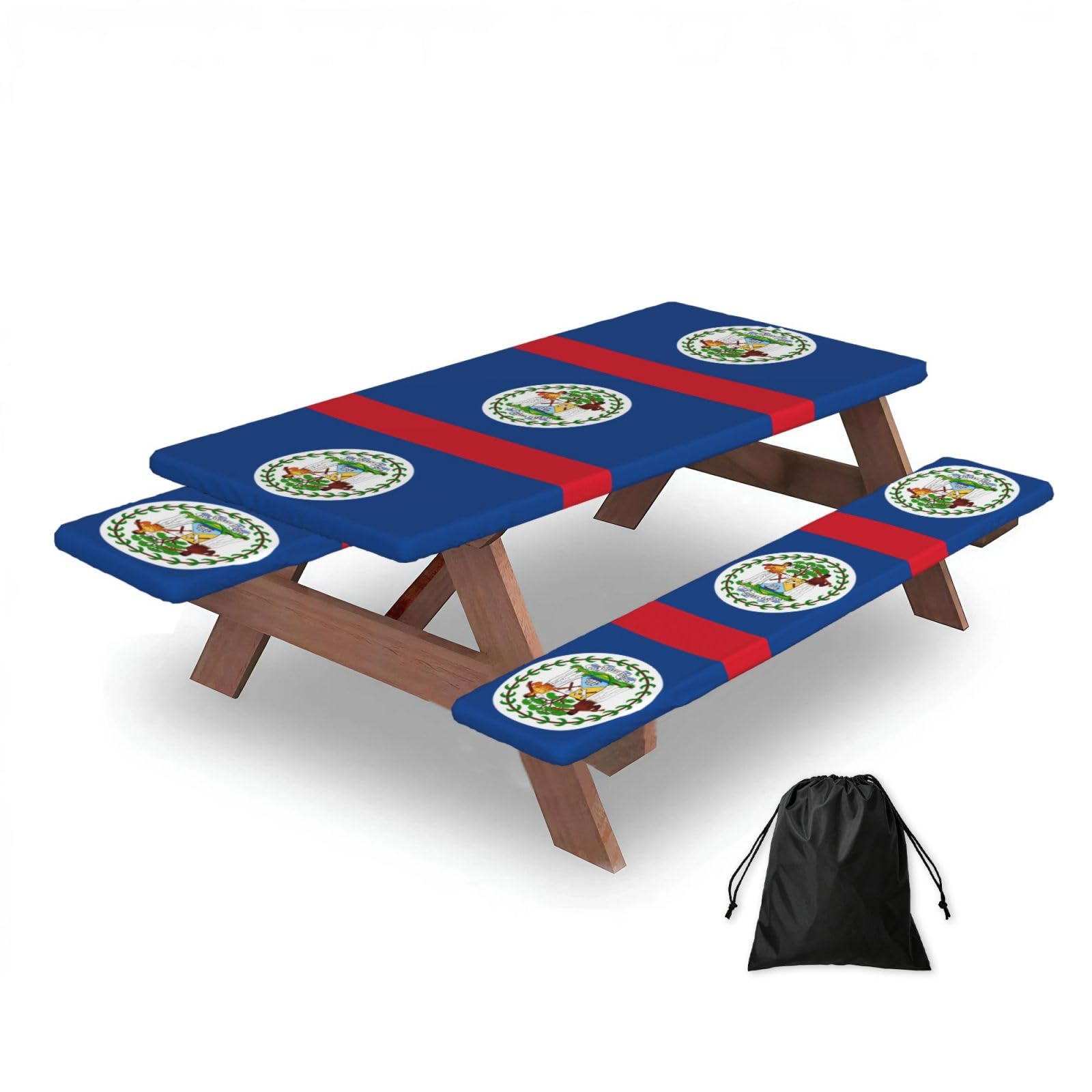 Belize Flag Rectangular water-repellent picnic tablecloths, outdoor camping, picnic, BBQ