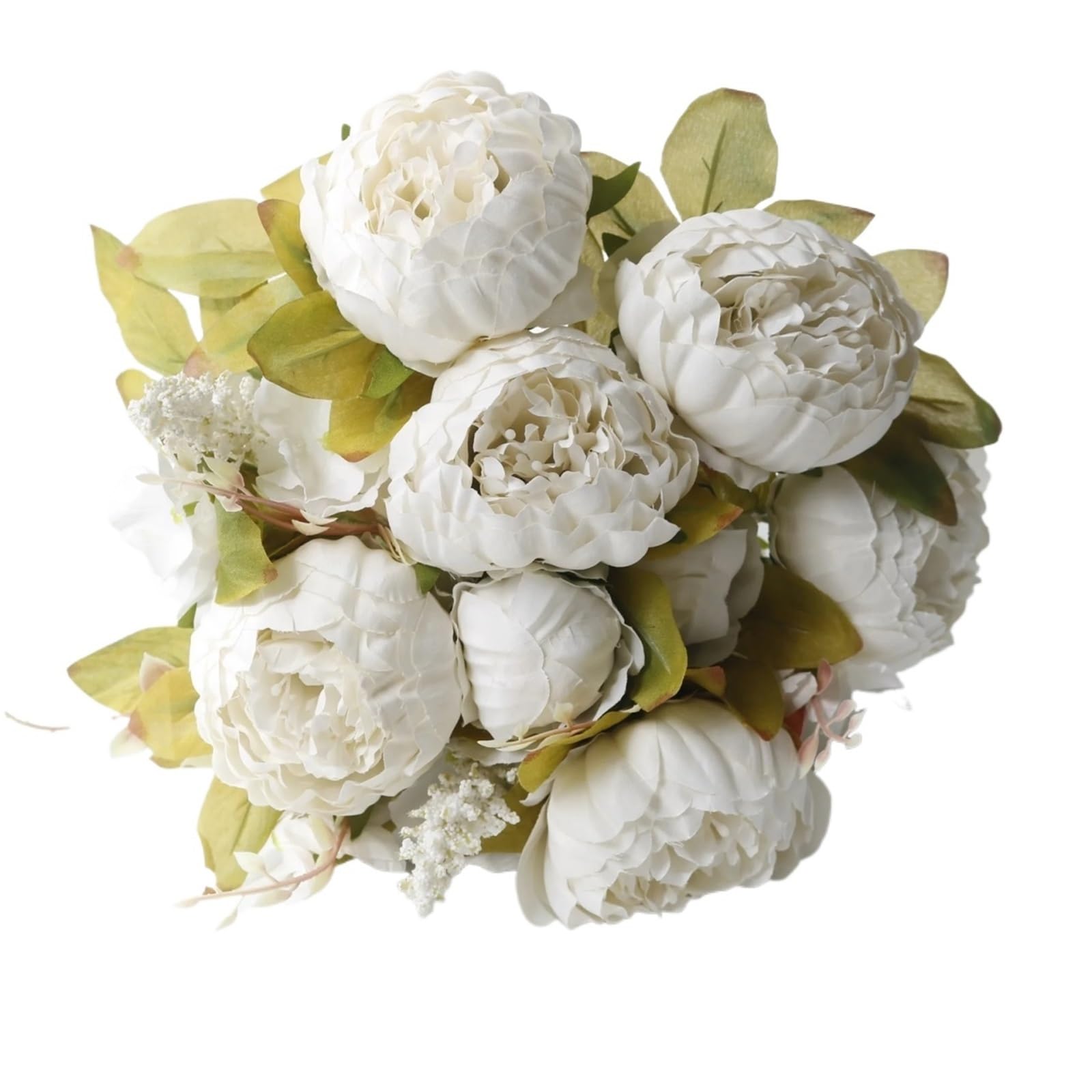FonHNDG Artificial Flower Branches 1/3/5pcs Artificial Peony Flowers Silk Fake Wedding DIY Bouquet(White,5pcs)