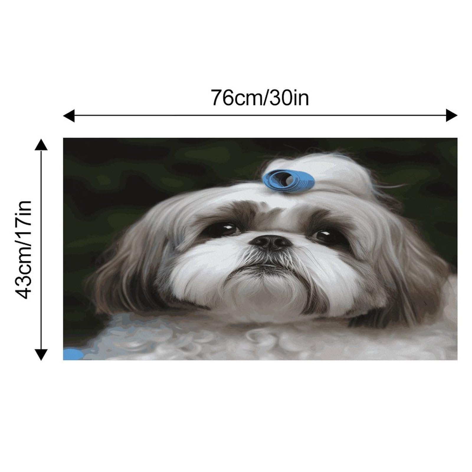 Shih Tzu Tapis de nourriture pour chien et chat – Tapis d'alimentation antidérapant facile à nettoyer pour la nourriture et l'eau, tapis de gamelle pour chien et chat 43,2 x 76,2 cm