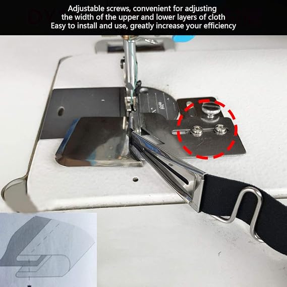 Rolled Hem Hammer Foot, Sewing Machine Binder, Sewing Machine Folder Binder Overlock Folder Adjustable Double Fold Right Angle Bias Binder Attachment Folder for Lockstitch Machine Binding of Curve Edg