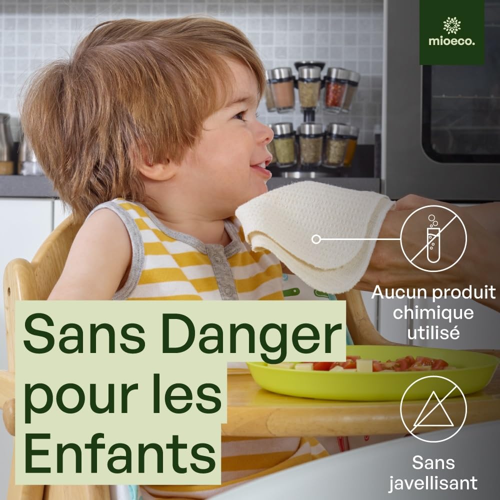 Mioeco Lot de 20 Essuie-Tout Réutilisables – Sopalin Lavable en Coton Bio – Alternative Durable aux Essuie-Tout Jetables – Ultra Absorbant, Résistant & Écologique