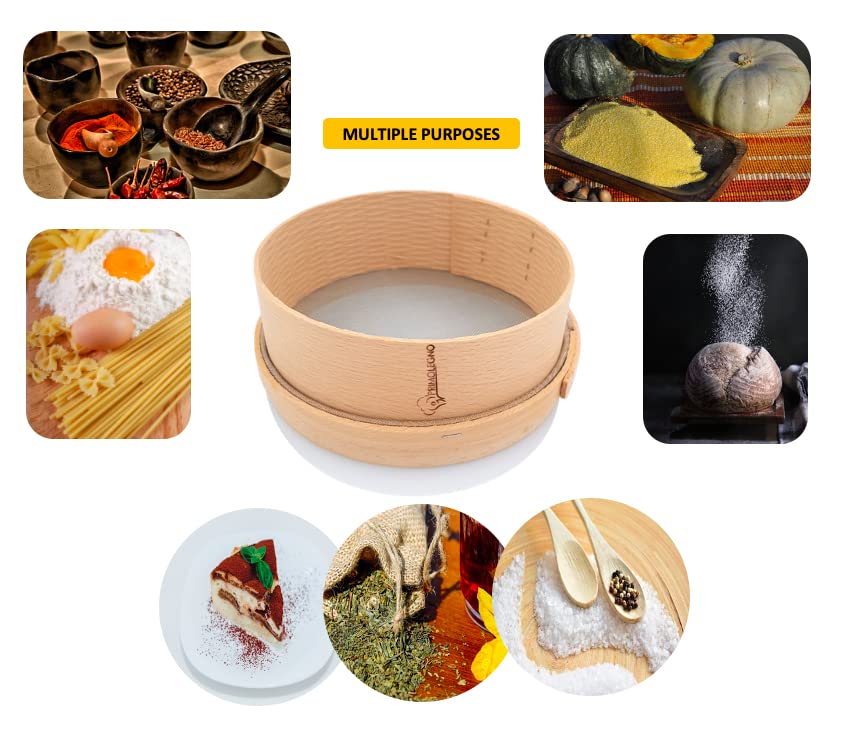 Primolegno 20 CM CERTIFIED SOLID WOOD SIEVE FINE MESH SUGAR FLOUR, THE BEST - Image 2