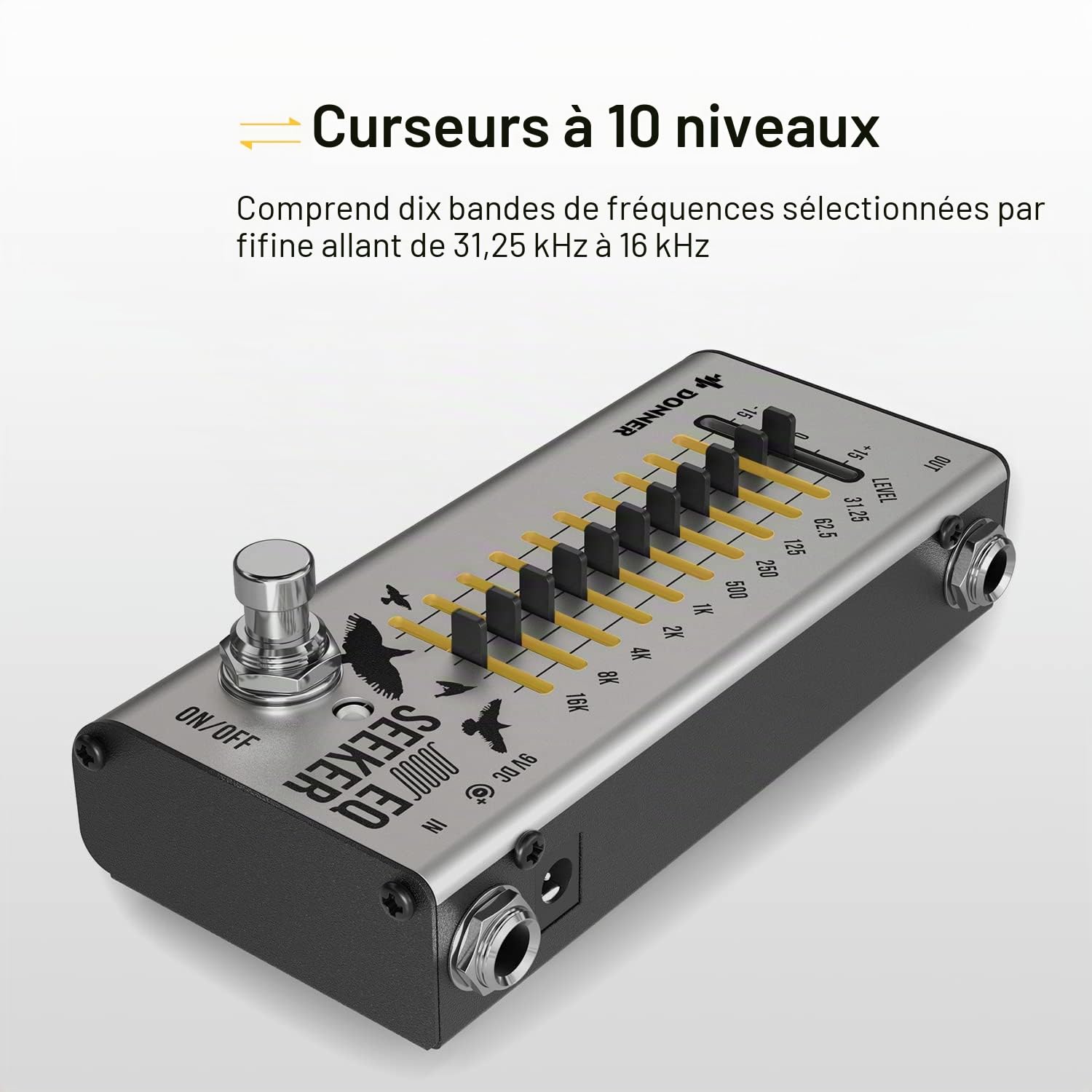 Pédale EQ Donner, égaliseur 10 bandes, EQ Seeker pour guitare et basse, true bypass